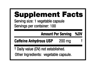 NutraBio Caffeine 100 Veg Caps 200 mg