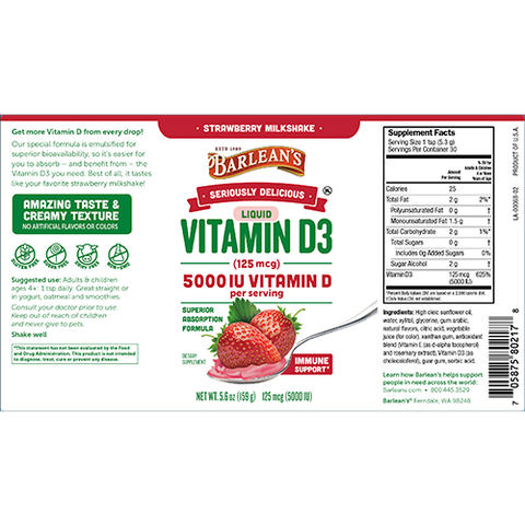 Barleans Vitamin D3 Strawberry Milkshake